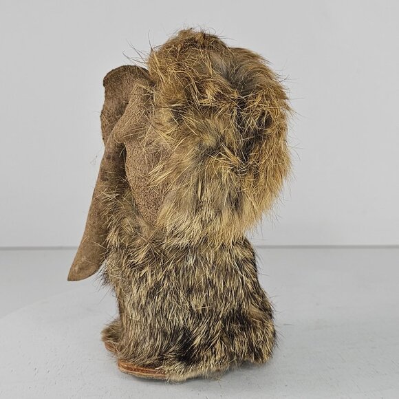 Vintage Handmade Fur Leather Suede Elephant Mammoth Figurine Poland - Picture 2 of 8